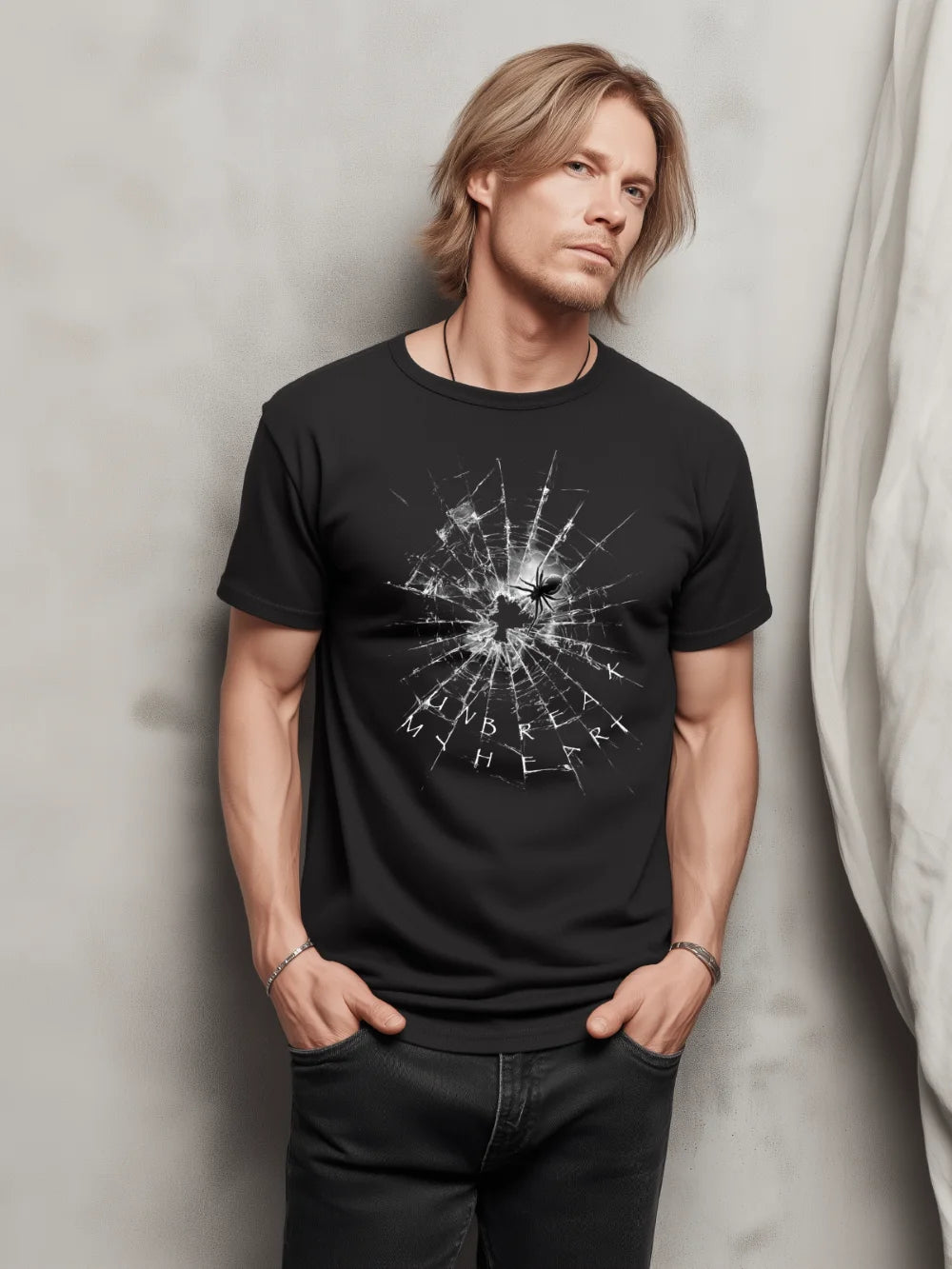 Tricou din bumbac organic, cu imprimeu - Heart of Glass