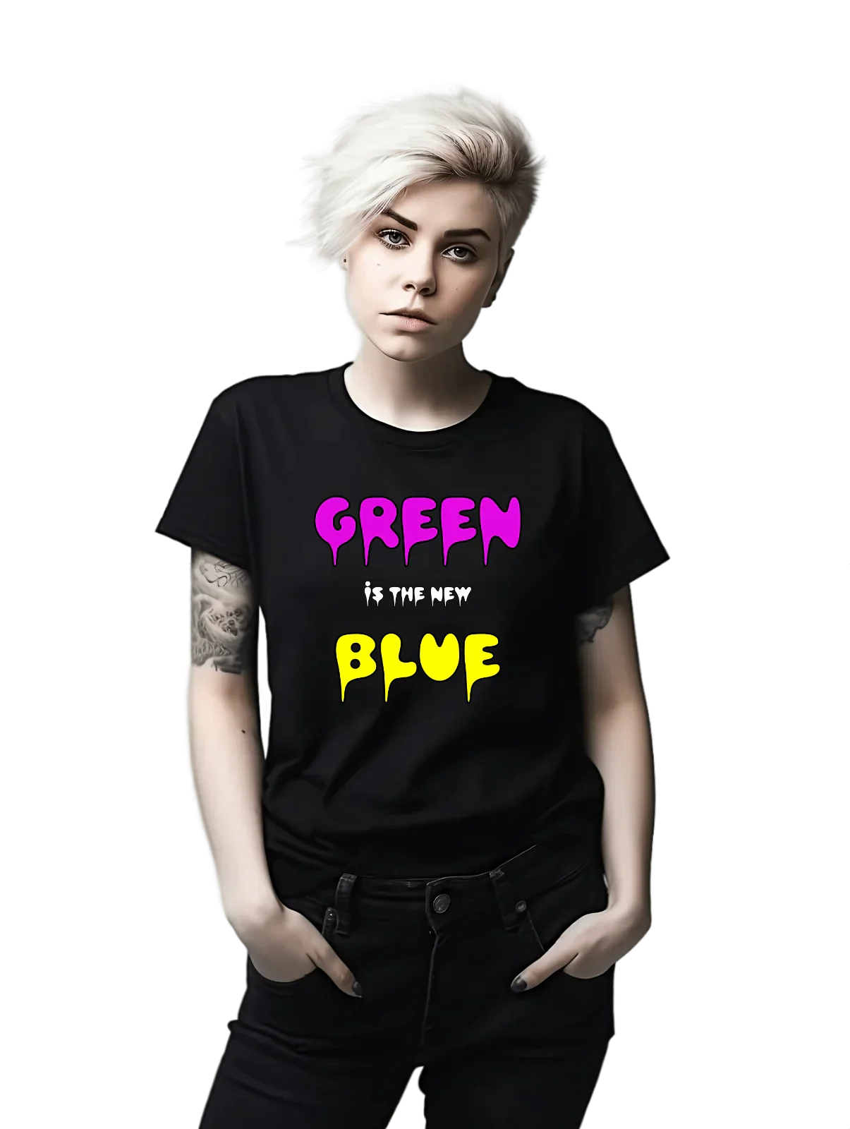 Tricou personalizat din bumbac - unisex - Green is The New Blue