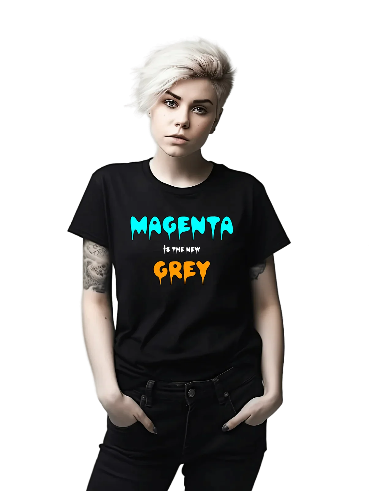 Tricou personalizat din bumbac - unisex - Magenta is The New Grey