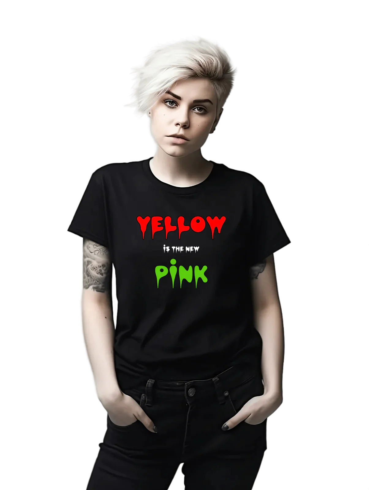 Tricou personalizat din bumbac - unisex - Yellow is The New Pink
